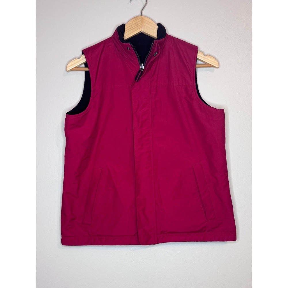 Lauren Ralph Lauren Reversible‎ Vest Magenta Pink Black Fleece Womens Small P/S